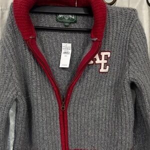 American Eagle  Sweater in Gray with Red Trim